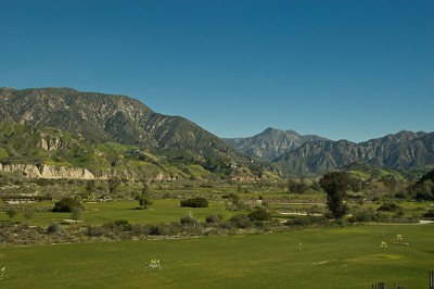 Angeles National Golf Club San Gabriel Mountains in background of the Angeles National Golf Club